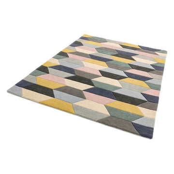 Funk Honeycomb Modern Geometric High-Density Heavyweight Hand-Woven Wool Pastel Multicolour Rug-Asiatic Carpets-Rug Love - The Most Loved Rug Store